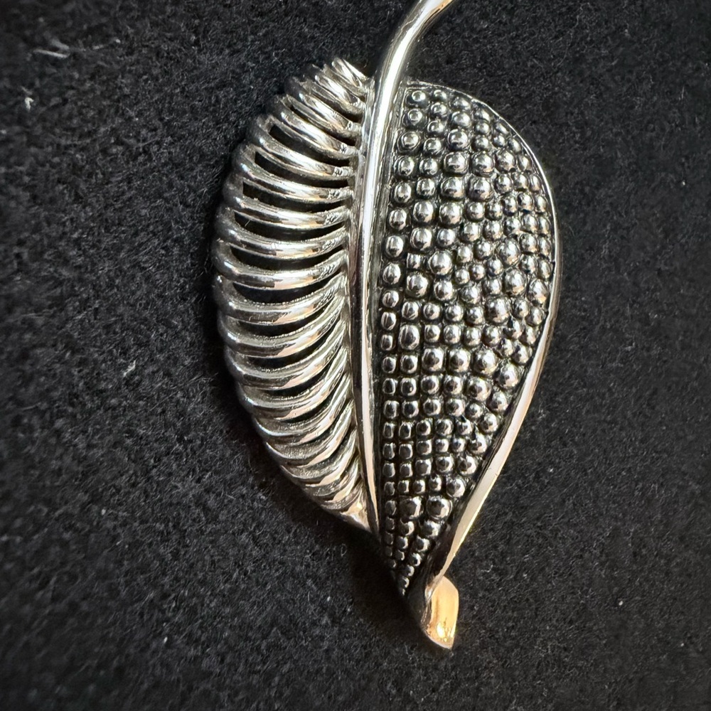 Silver Tone Leaf Brooch